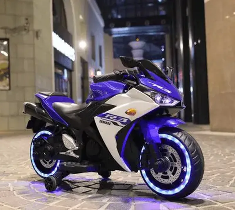 World On Wheels 12V BIG R3 Kids Bike Battery Operated Ride on Bike – Electric Toy Bike LED Lights and Wheel lights – Up to 9 years – Yamaha R3