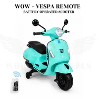 World on Wheels Vespa Remote Control Battery Operated Ride-On Scooter for Kids – Mint Green image 1