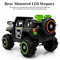 World on Wheels Thunder -2188 4x4 Battery Operated Ride-On Jeep for Kids with Remote Control, LED Lights & Double Seat – Grey/Green image 6