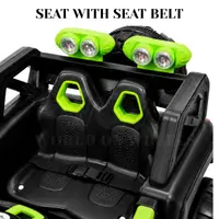 World on Wheels Thunder -2188 4x4 Battery Operated Ride-On Jeep for Kids with Remote Control, LED Lights & Double Seat – Grey/Green image 8