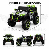 World on Wheels Thunder -2188 4x4 Battery Operated Ride-On Jeep for Kids with Remote Control, LED Lights & Double Seat – Grey/Green image 9