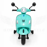 World on Wheels Vespa Style Battery Operated Ride-On Scooter for Kids with Music, LED Lights & Training Wheels – Mint Green image 2
