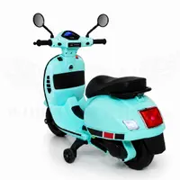 World on Wheels Vespa Style Battery Operated Ride-On Scooter for Kids with Music, LED Lights & Training Wheels – Mint Green image 5