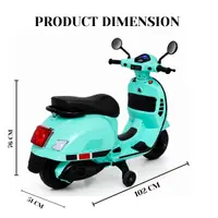 World on Wheels Vespa Style Battery Operated Ride-On Scooter for Kids with Music, LED Lights & Training Wheels – Mint Green image 6