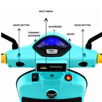 World on Wheels Vespa Style Battery Operated Ride-On Scooter for Kids with Music, LED Lights & Training Wheels – Mint Green image 7