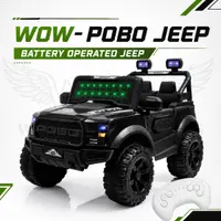 World on Wheels POBO 4x4 Battery Operated Ride-On Jeep for Kids with Remote Control – BLACK image 1
