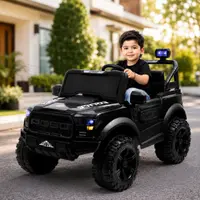 World on Wheels POBO 4x4 Battery Operated Ride-On Jeep for Kids with Remote Control – BLACK image 2
