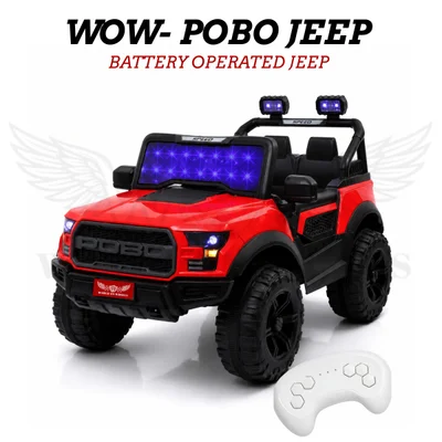 World on Wheels POBO 4x4 Battery Operated Ride-On Jeep for Kids with Remote Control – Red