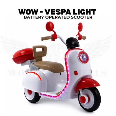 WOW Vespa Light Kids Battery Operated Ride-On Scooter – Red & White