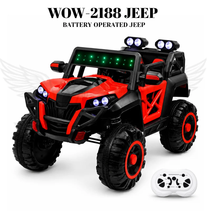 World on Wheels Thunder 2188 Battery Operated Ride-On Jeep for Kids with Remote Control – Red