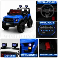 World on Wheels POBO 4x4 Battery Operated Ride-On Jeep for Kids with Remote Control, Swing Mode, LED Lights & Music System ā Blue image 7