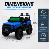 World on Wheels POBO 4x4 Battery Operated Ride-On Jeep for Kids with Remote Control, Swing Mode, LED Lights & Music System ā Blue image 8