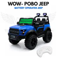 World on Wheels POBO 4x4 Battery Operated Ride-On Jeep for Kids with Remote Control, Swing Mode, LED Lights & Music System ā Blue image 1