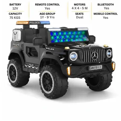 World On Wheels WLP-36 Mercedes G-Wagon Kids Car 4X4 – 5 Motors, Bluetooth, App Control, Remote & Police Lights